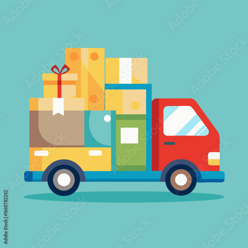 delivery truck with a gift box