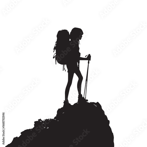 Woman Hiking Silhouette