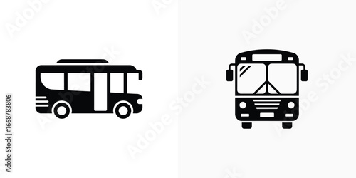 Silhouette Bus Icons Public Transport Icons in Black on Transparent Background