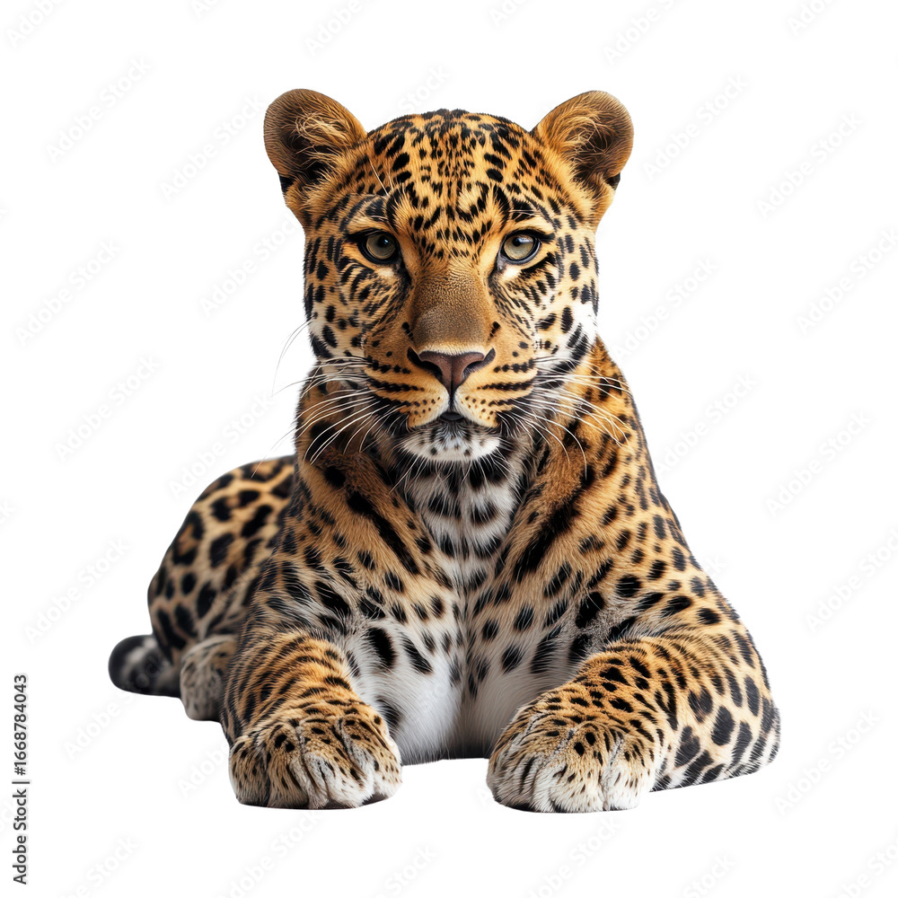 Obraz premium Vibrant coat of a majestic leopard isolated on a white transparent background