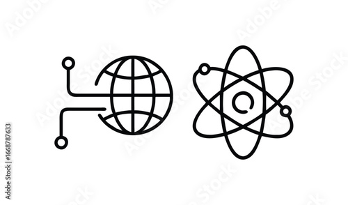 Global network and atomic structure connected by data lines