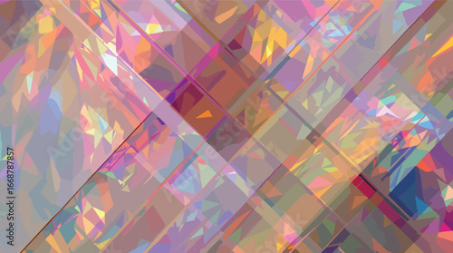Abstract geometric pattern with overlapping translucent colored shapes background texture.