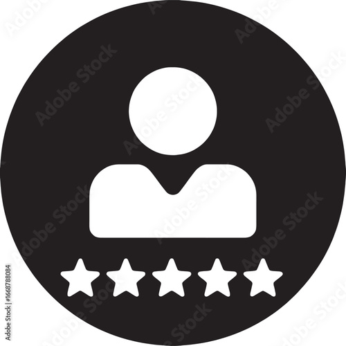 User rating icon with five stars below