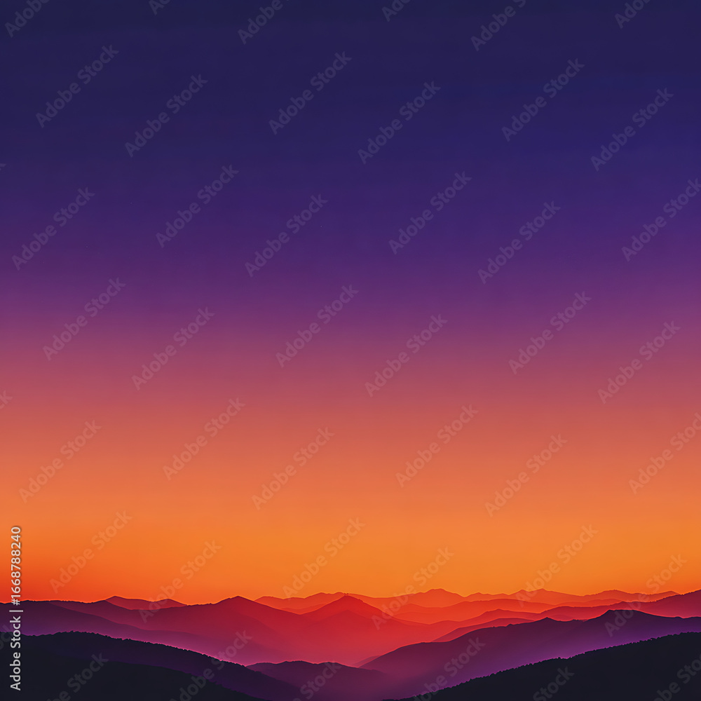 Obraz premium Colorful Sunset Gradient Sky over Mountain Landscape