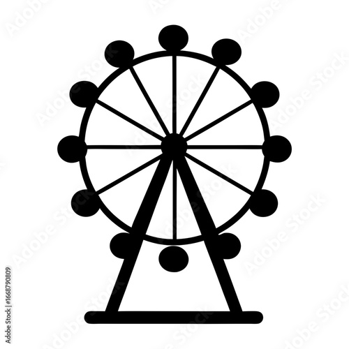 Black Ferris wheel icon isolated on white background amusement park ride symbol