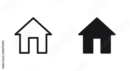 set of house thin line and silhouette icons. vector illustration .