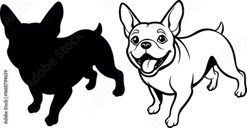 Vector illustration of  happily looking a French Bulldog in white background.