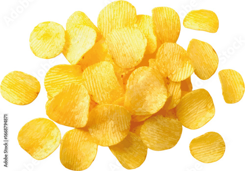 Top View of Potato Chips - vector, print, design