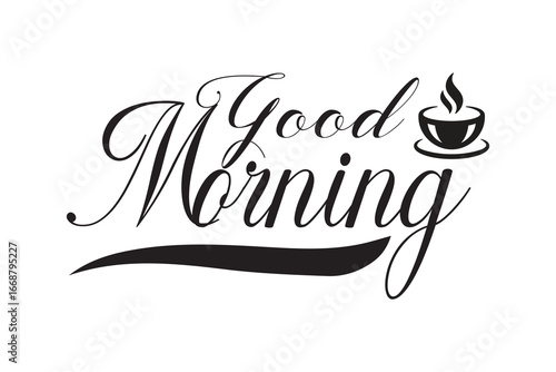 Good Morning - lettering vector isolated on white background