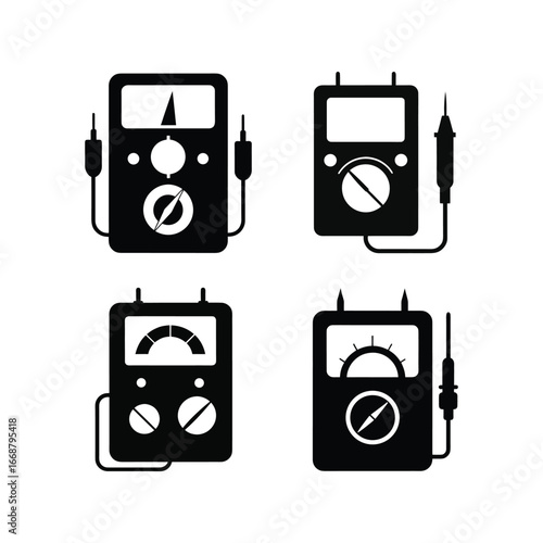 A set of multimeter silhouette vector illustration