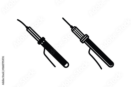 set of soldering iron silhouette vector art illustration
