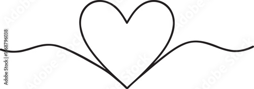 Vector art of minimalist heart illustration with a continuous line, conveying love and romance with a simple and elegant design for various creative applications
