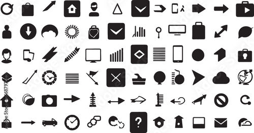 Collection of various black icons set