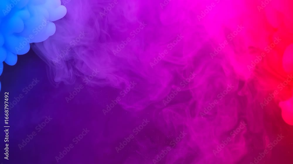 Dynamic smoke and mist flowing over colorful gradient background seamless loop, ideal for music visuals, abstract intros, and dreamy motion design