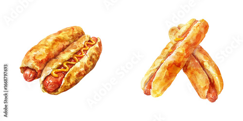 corndog watercolor vector illustration