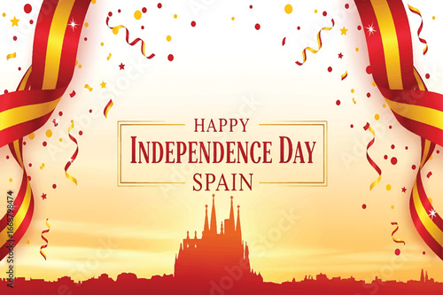 Festive spanish independence day celebration banner