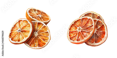 dried oranges watercolor vector illustration