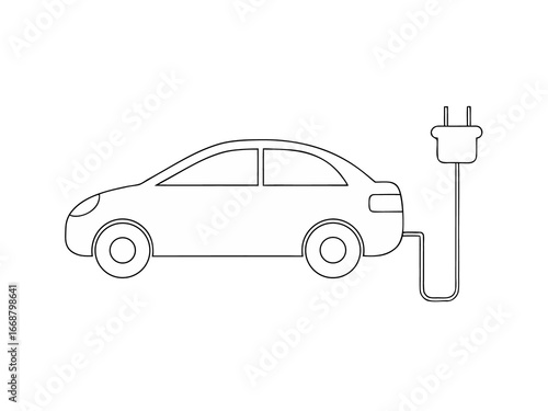 mascot electric car single line art jpg on with continuous on white background