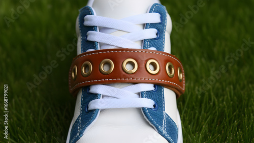 sport shoes on the grass