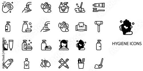 Hygiene simple concept 24 color icons set .Vector illustration.	