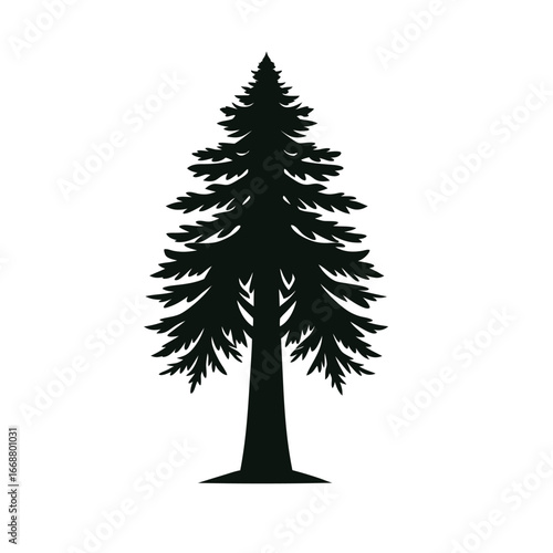 Redwood tree silhouette vector icon on white background
