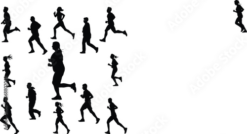 Running and Jogging Silhouettes Vector Set