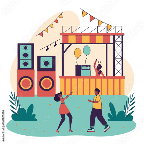 Outdoor Music Festival Party Illustration