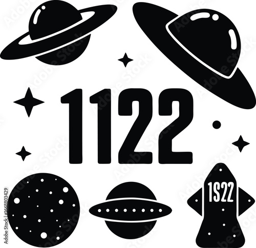 Creative Space Exploration UFOs, Planets, and Starry Designs for Cosmic Enthusiasts and Gamers