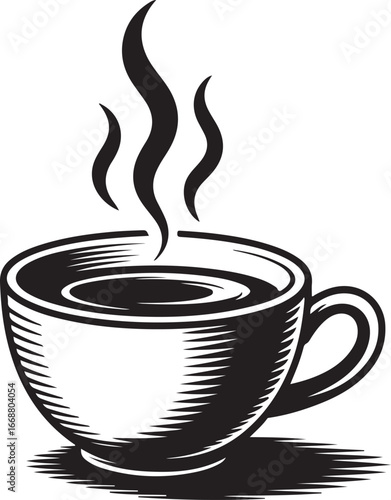 A cup of hot cafe coffee or caffeine drink flat vector icon 