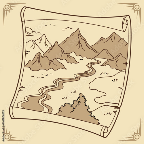 Vector illustration of a vintage map of Europe and the USA for a banner design