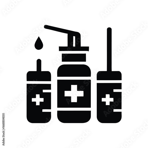 Medical bottles with crosses health hygiene