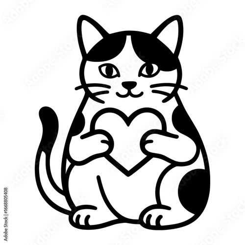 Calico Cat with Heart