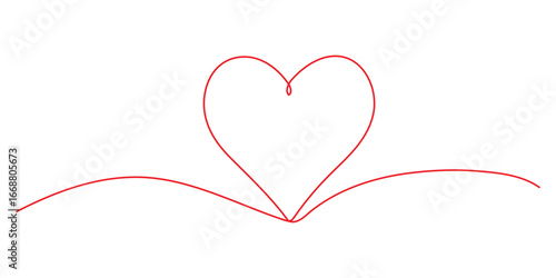 Heart icon hand drawn. Heart continuous red line drawing. one line art sketch heart. Symbol love.