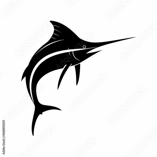 3d marlin fish jpg  silhouette  on white background