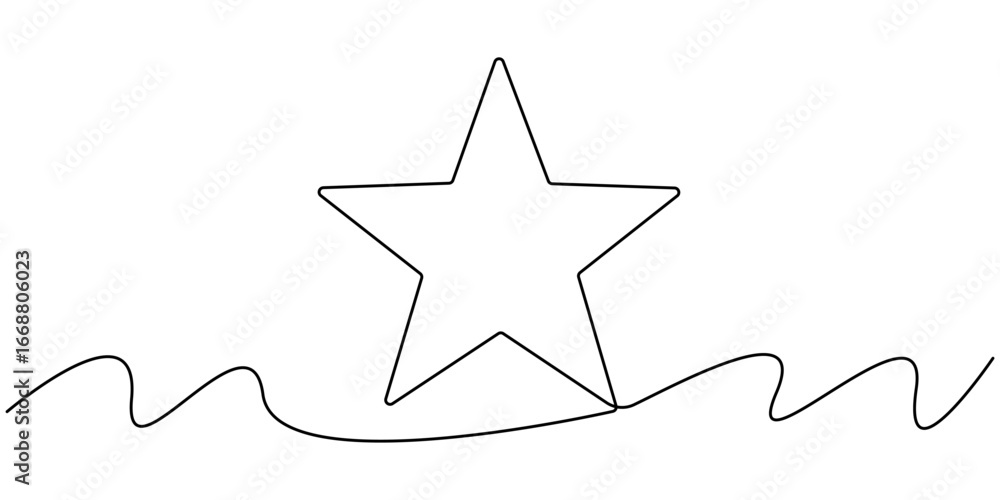 Obraz premium Line star one continuous line drawing design vector, hand draw doodle stars illustration in continuous line arts style vector, Star continuous one line drawing vector illustration, Premium vector. 