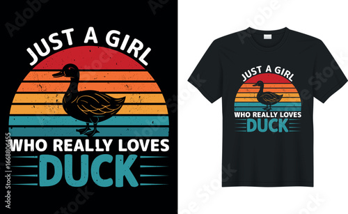 Just a Girl Who Really Loves Duck Retro Vintage T-Shirt Design