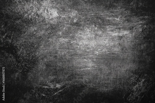Monochrome textured background with dark grays, lighter gray streaks and speckles, showing a worn, aged effect; vignette darkening towards edges