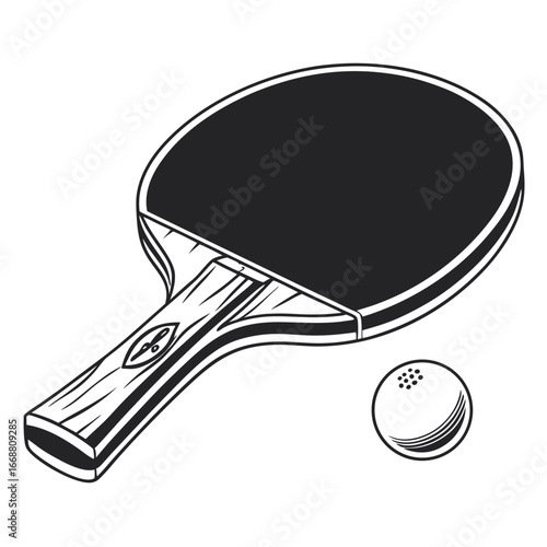 ping pong racket and ball