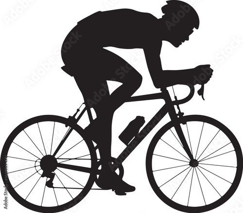 Road cyclist silhouette riding bicycle leaning forward vector on white background, road cyclist, bicycle, cyclist, silhouette, sport, vector, bike, riding, cycle, racing, fitness, exercise, activity 
