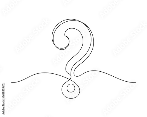 3d question mark continuous one line art on isolated