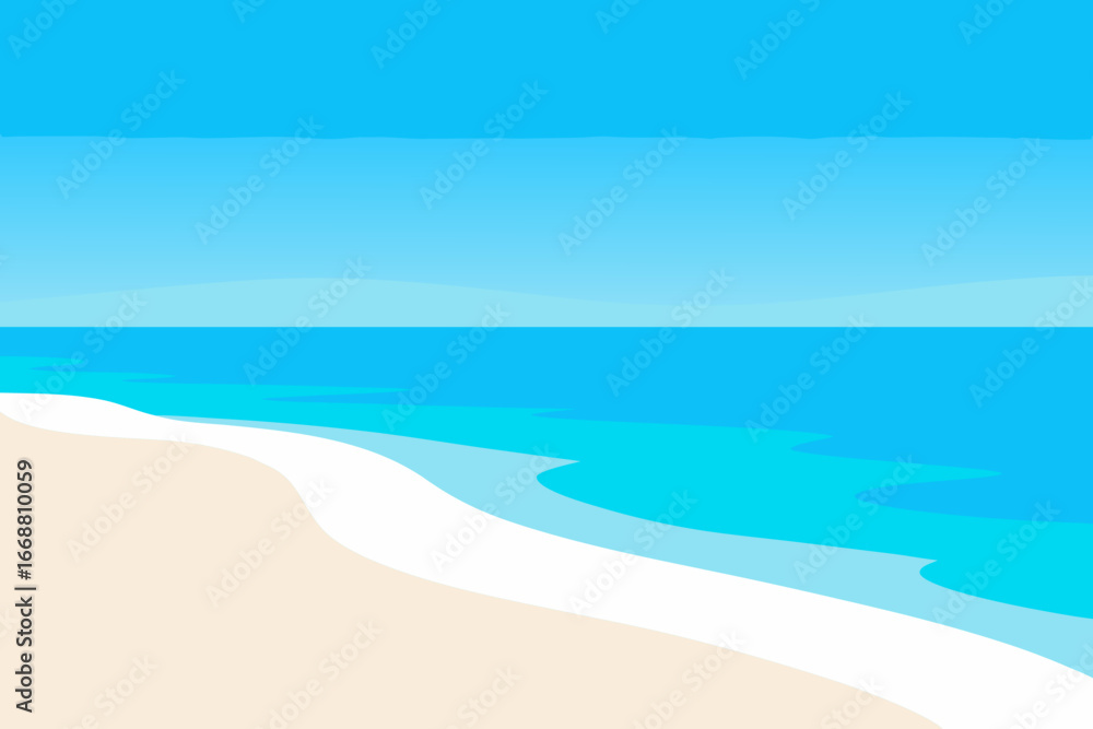 Obraz premium Minimalist beach scene with gentle waves and sandy shore