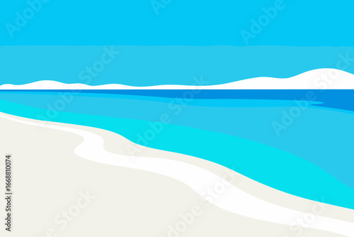 Stylized tropical beach with turquoise water and white sand