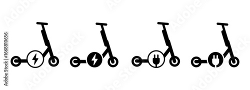 Electric scooter icon vector set. Friendly alternative energy symbol. Kick scooter sign