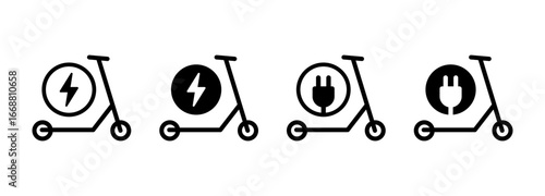 Electric scooter icon vector set. Friendly alternative energy symbol. Kick scooter sign