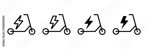 Electric scooter icon vector set. Friendly alternative energy symbol. Kick scooter sign