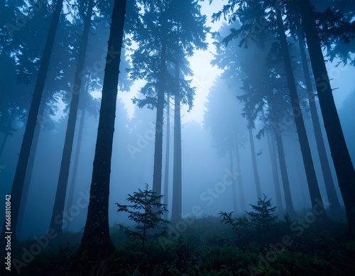 misty morning in the forest