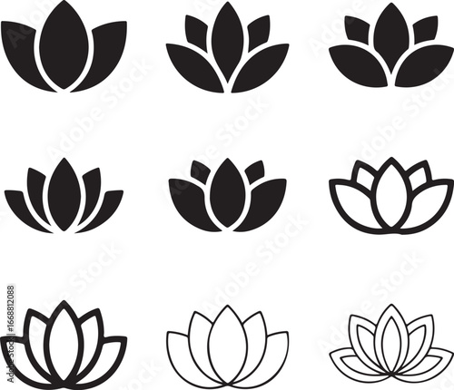 Flowers icon set. Flowers isolated on transparent background. Flowers in modern simple. Cute round flower plant nature collection.