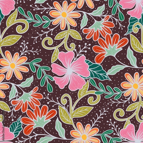 Batik pattern classic Indonesian batik motif with traditional design style 