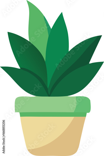 Vibrant potted plant with lush green leaves and a stylized yellow pot an indoor decor element for any space