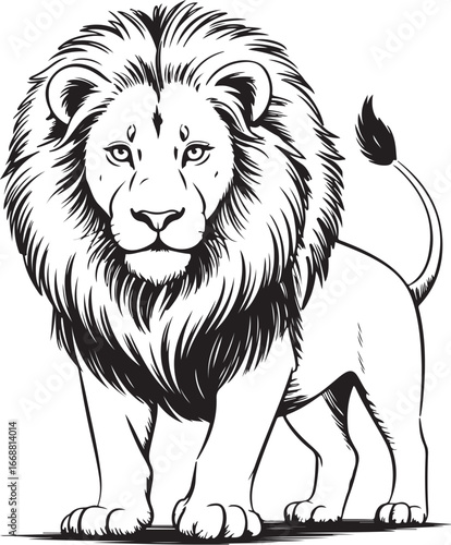 silhouette vectors lion-black-and-white